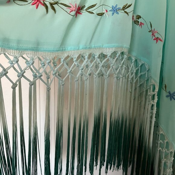FREE PEOPLE EMBROIDERED KIMONO WITH OMBRE FRINGE - Picture 4 of 4
